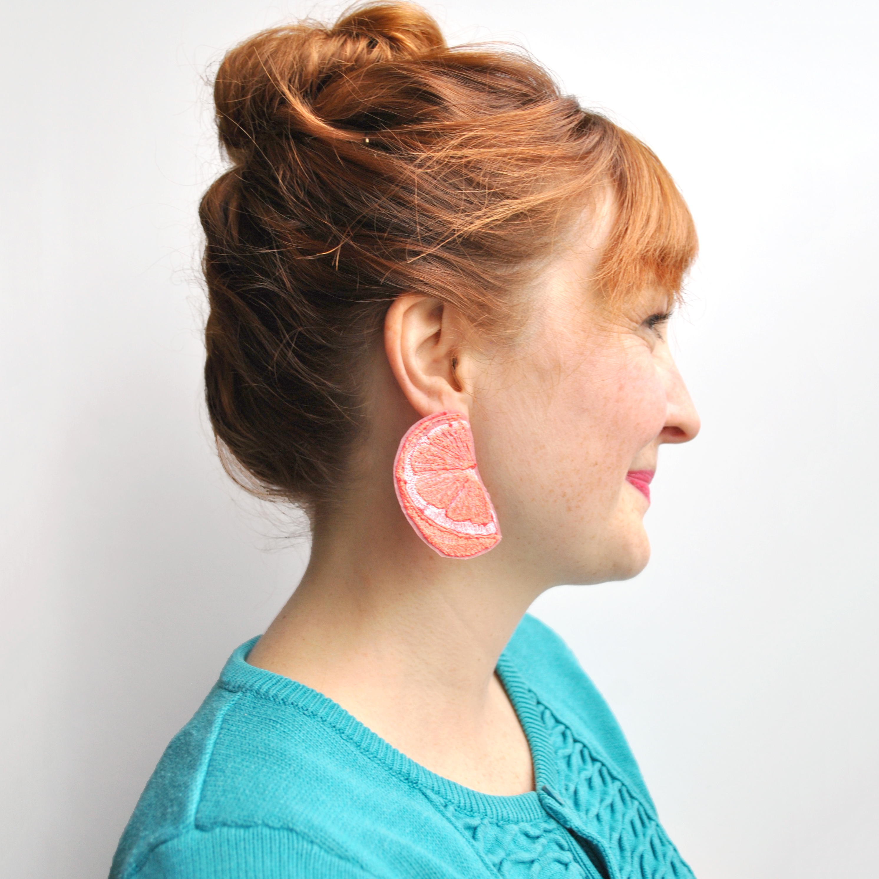 Large Grapefruit Earrings