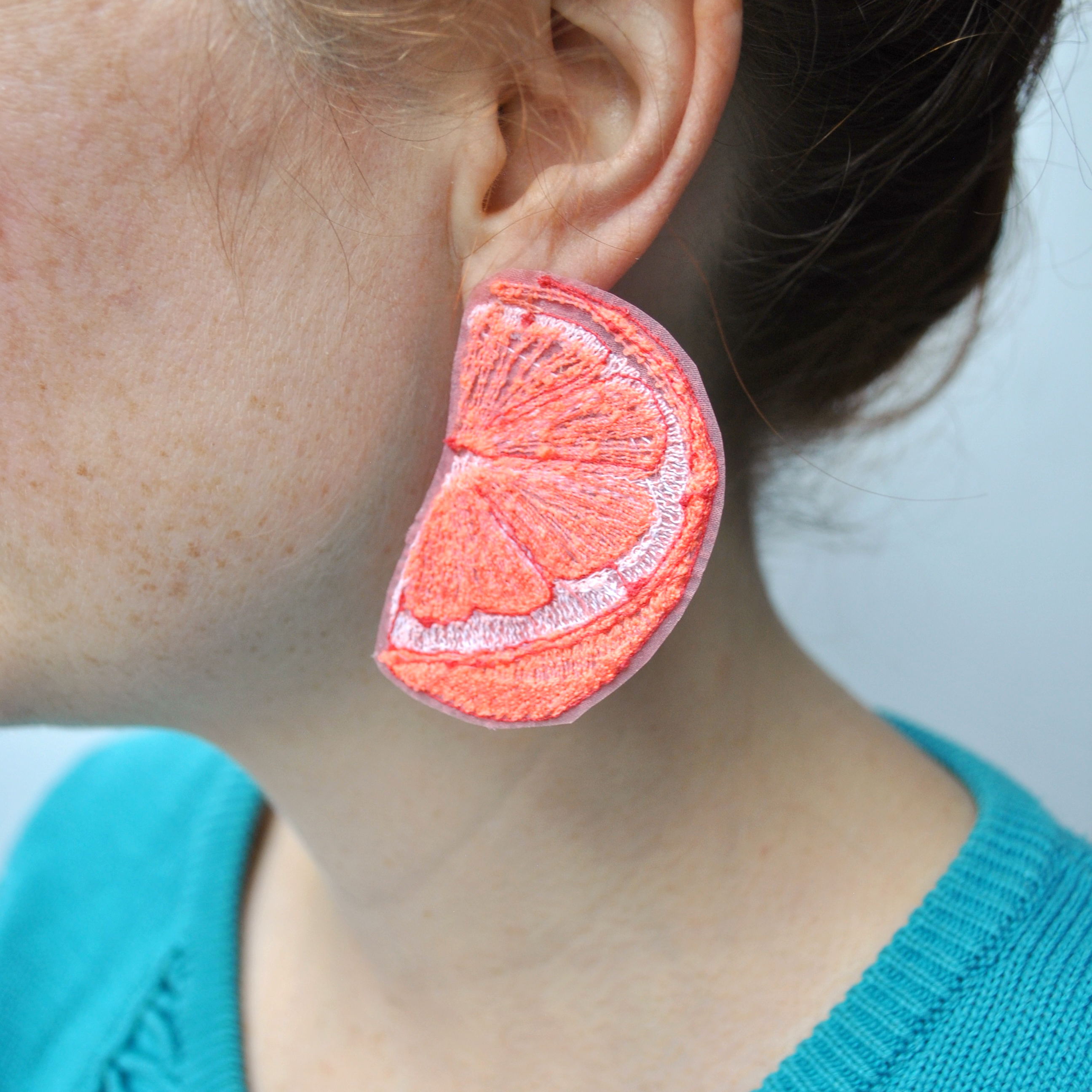 Large Grapefruit Earrings