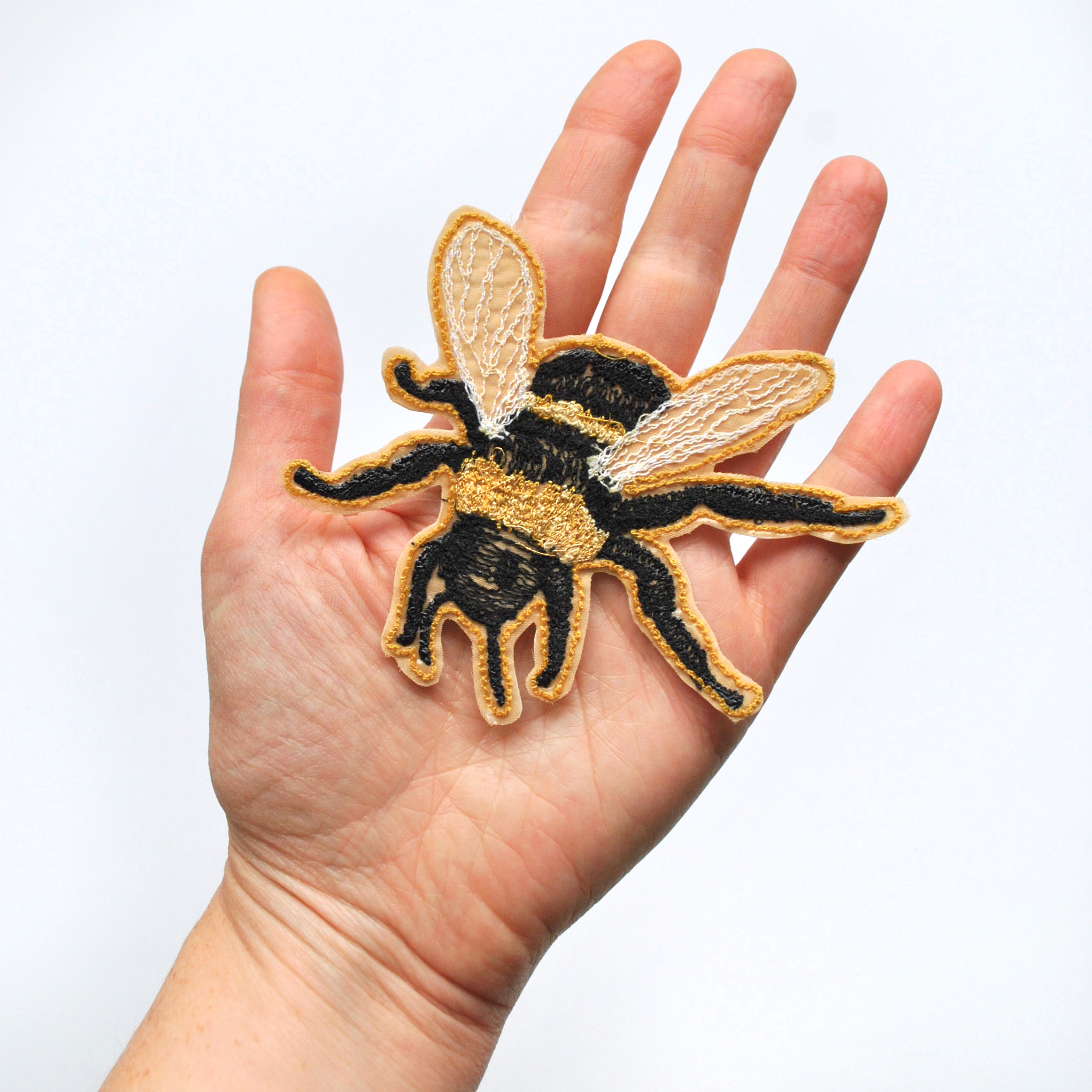 Iron-On Embroidered Bee Patch