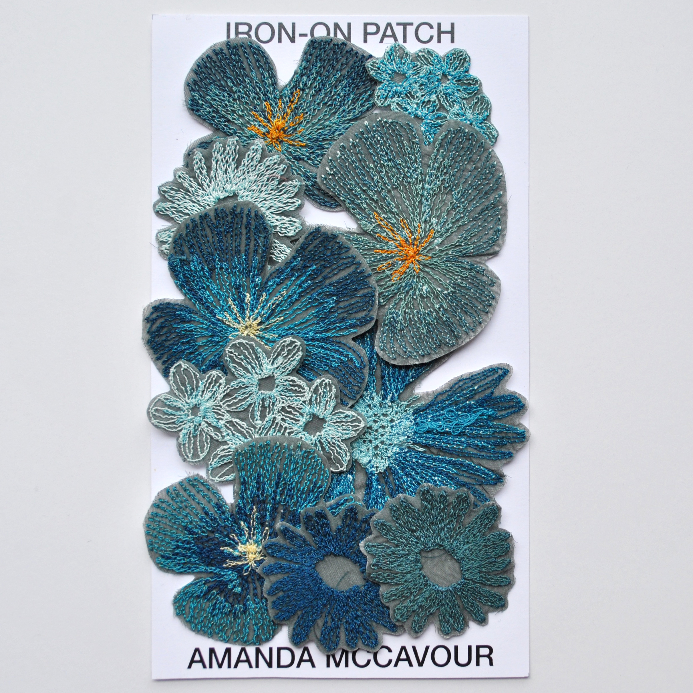 Blue Flower Patches: 10 Pack 
